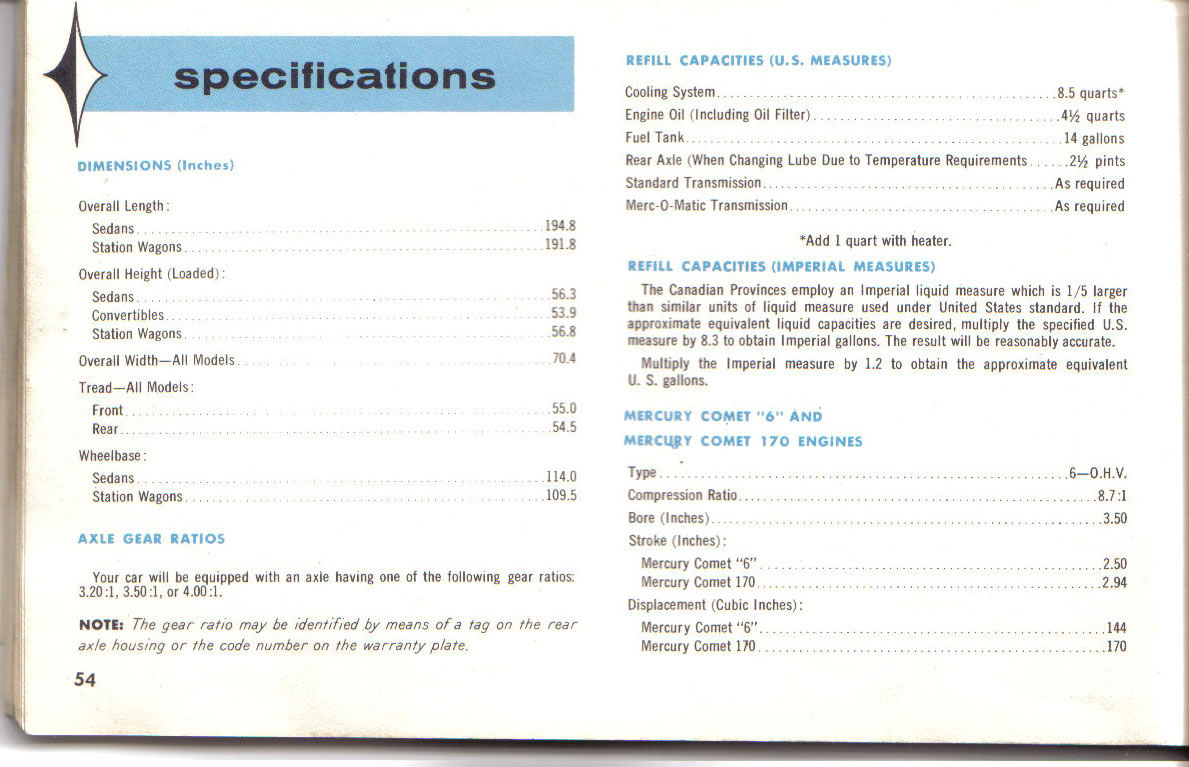1963 Mercury Comet Owners Manual Page 17